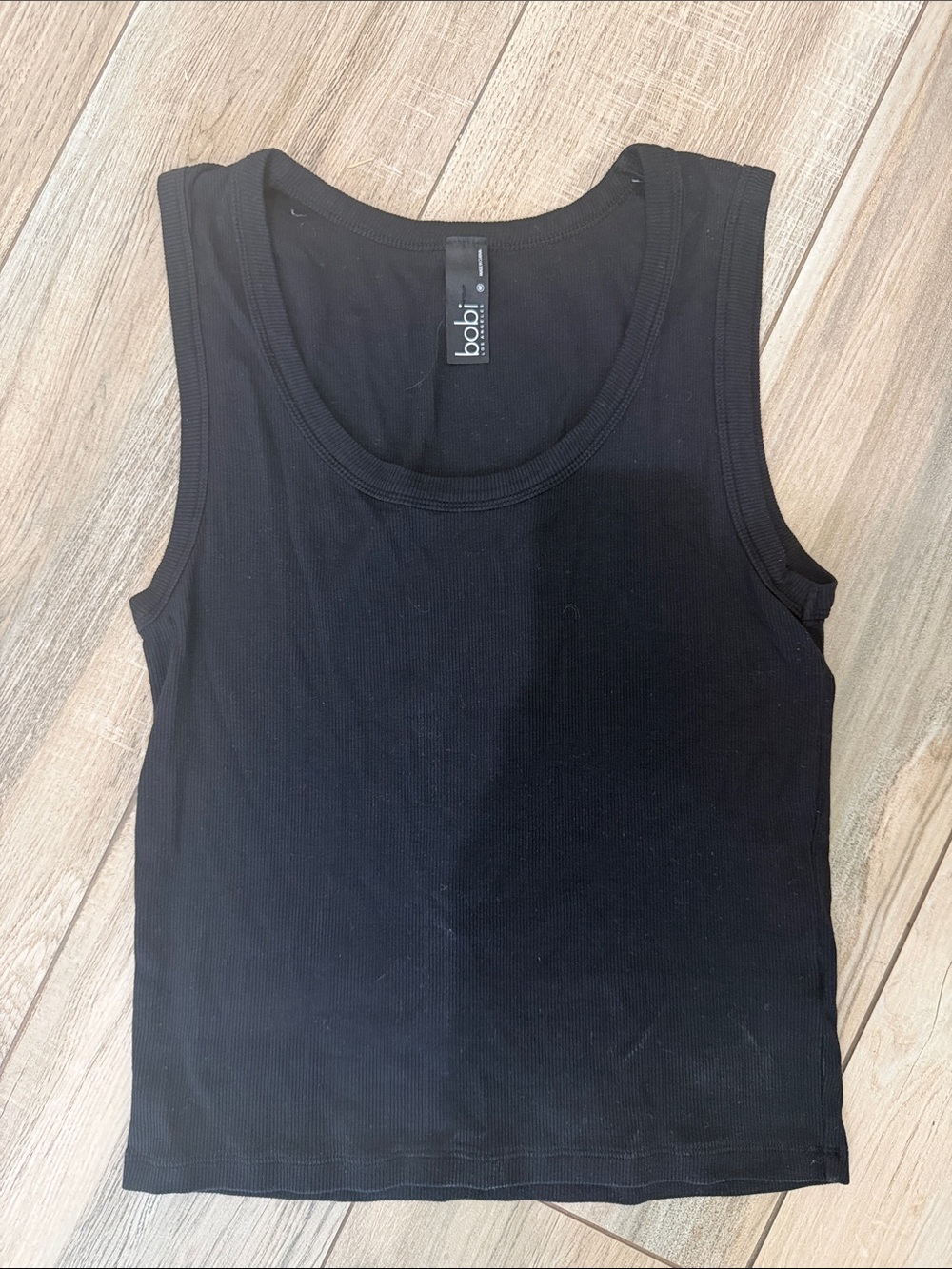 bobi Black Ribbed Scoop Tank - Women's Classic Sleeveless Top